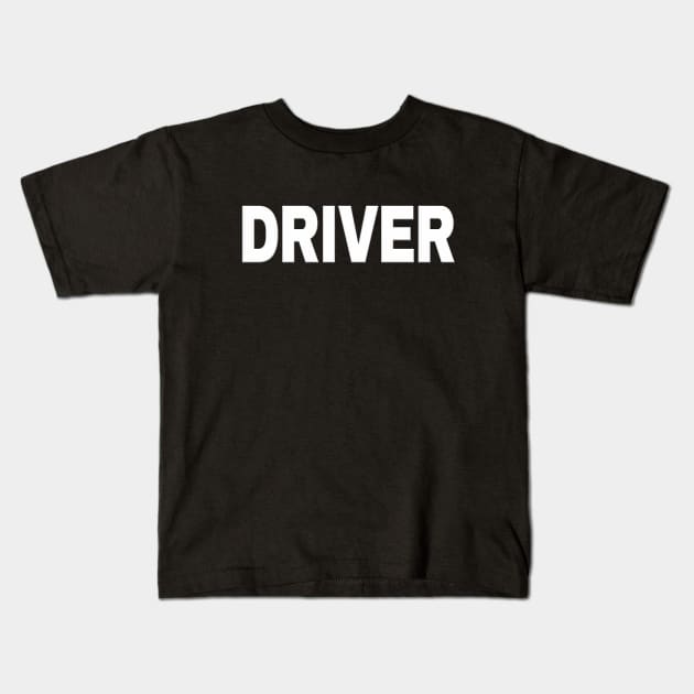 Driver White Kids T-Shirt by SpaceManSpaceLand